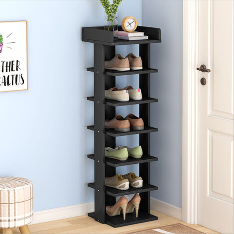 Wooden 7 Tier Shoe Rack Storage Shelf Slim Cabinet Organiser Footwear Shoes
