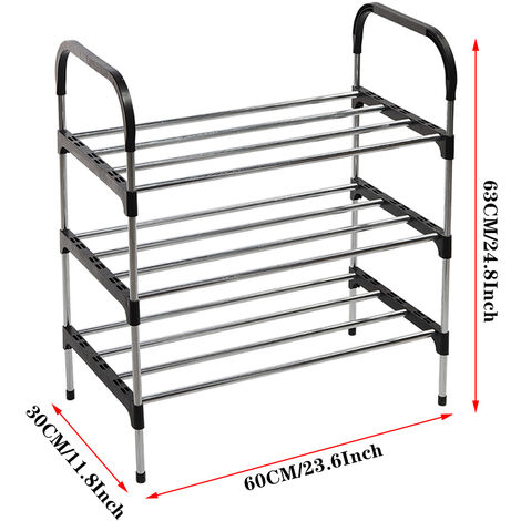 4-Tier Free Standing Shoe Rack, 24.8 Inches Shoe Shelf, Entryway