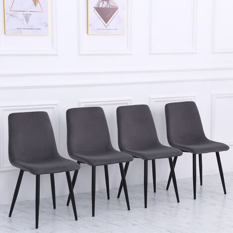 Curved Frosted Velvet Dining Chairs Grey, Charcoal Dining Chairs Set Of 6