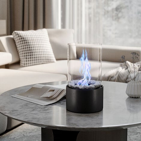 Livingandhome Round Bio Ethanol Tabletop Fireplace with Flame Guard