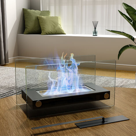 Square Bio Ethanol Tabletop Fireplace with Flame Guard
