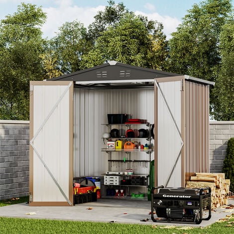 6ft x4ft Brown Metal Garden Shed Garden Storage