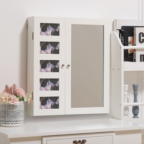 Floor Standing Mirror Jewellery Cabinet With Storage Drawers Organiser 48x65x10cm