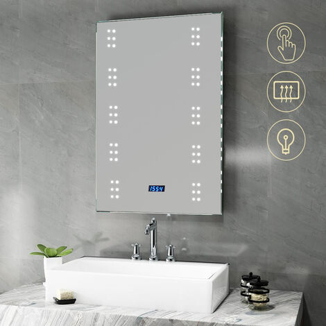 Illuminated LED Bathroom Mirror with Lights Shaver Socket Demister and Sensor Wall Mounted 700x500MM