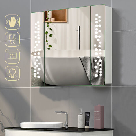 LED Wall Mounted Bathroom Mirror Cabinet with Shaver Socket and Sensor Switch 640x600MM, Ball Light