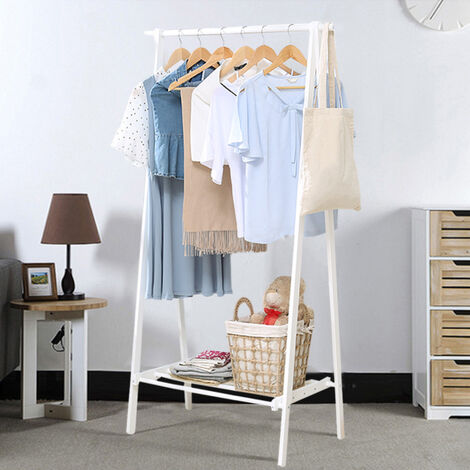 Wooden Clothes Rack With Shelf / Movable Coat Rack Shoes Rack Wooden ...