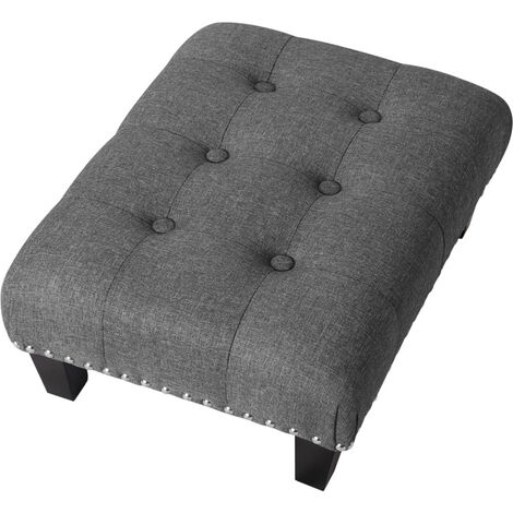 Grey Fabric Footstool Chesterfield Button Seat Bench Ottoman Pouffe Stool Coffee Table Small