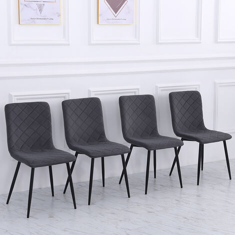 Livingandhome Set of 4 Padded Matte Velvet Accent Dining Chairs, Grey