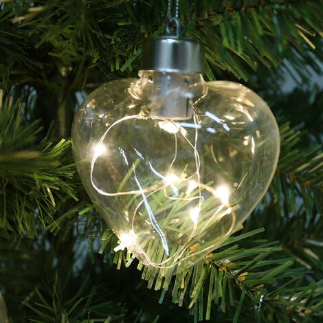 Clear Glass Ball Ornaments w/ Silver Pine Trees - Set of 6