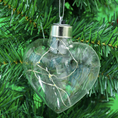 Clear Glass Ball Ornaments w/ Silver Pine Trees - Set of 6