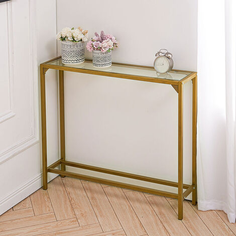 Modern Console Table Tempered Glass, Narrow Console Table Glass Top