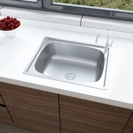 Inset Brushed Stainless Steel Single Bowl Sink