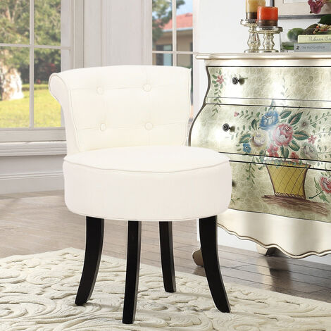 Linen Padded Vanity Stool Small Dining, Small Vanity Chair With Wheels