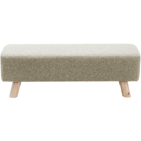 81CM Beige Linen Wooden Legs Ottoman Footstool