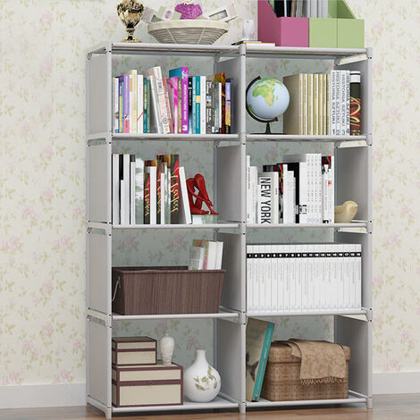 8 Cubes DIY Bookcase Shelving Unit Display Storage Shelf Kid Toy Storage Grey