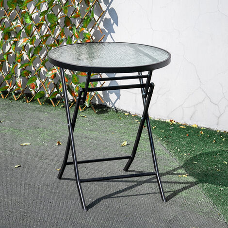 Outdoor Patio Metal Foldable Dining Table or Chairs Dining Set, Only Black Table