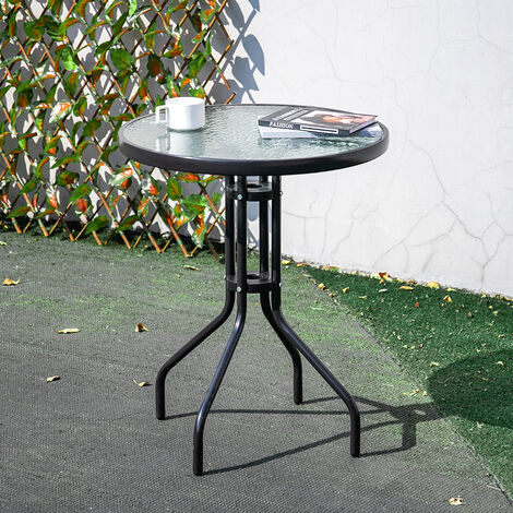 Outdoor Patio Metal Coffee Dining Table, Small Round Garden Table Metal