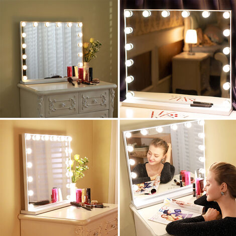 Livingandhome Large Makeup Dressing Table Mirror With LED Dimmable Lights
