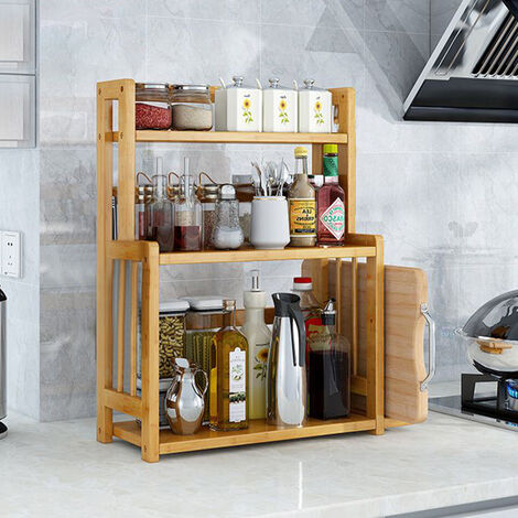 Wood Spice Rack Jar Bottle Display Unit, Wooden Bar Shelves Uk