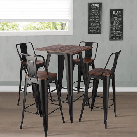 High Bar Stool With Steel Wooden Table, Best Bar Table And Stools