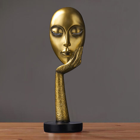 37CM Thinker Face Mask Ornament Figurine Statue Sculpture, Gold