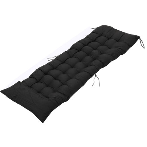 Sun Lounger Cushion Pad Garden In/Outdoor Recliner Chair Seat Pads,Black