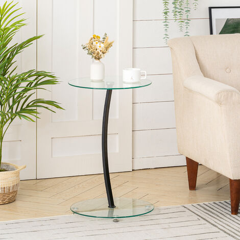 Glass Round Coffee Table Side Table Living Room Furniture