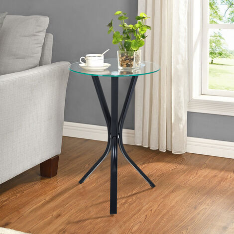 Round Glass Top Side Table Corner, Round Low Table Lamp