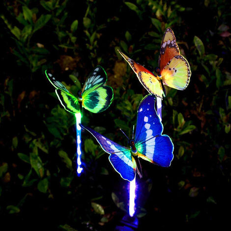 3pcs LED Butterfly Solar Garden Lights Lawn Waterproof Stake Lamp Party Decor