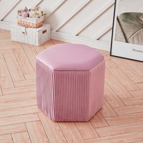 Luxury Velvet Ottoman Storage Box Footstool Stool Seat Padded Chair, Pink