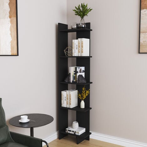 New 2 Tier Corner Rack Coffee Wooden Shelf Storage Free Standing Home Decoration 