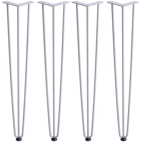 Set of 4 Steel Hairpin Table Legs for Bench Desk Furniture Kit, 10mm 3Rods 28inch