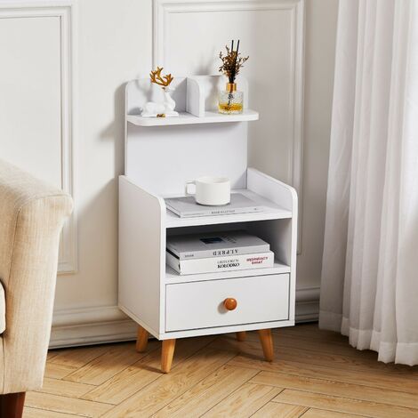 Round white deals nightstand table