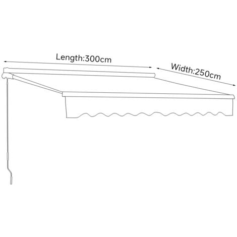 Outdoor Grey DIY Manual Patio Awning Canopy Garden Shade Shelter, 300x250CM
