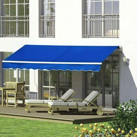 Outdoor Retractable DIY Manual Patio Awning Canopy Garden Shade Shelter, 400x300CM