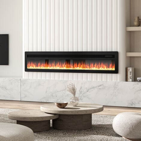 LED Electric Wall Fireplace 9 Flame Colours with Freestanding Leg, Black 70inch
