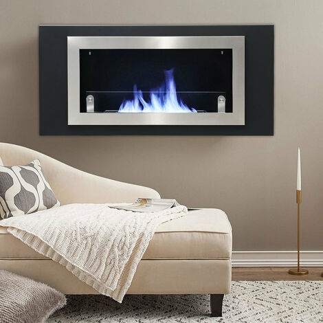 Wall Mount Rectangular Ethanol Fireplace Stainless Steel Heater