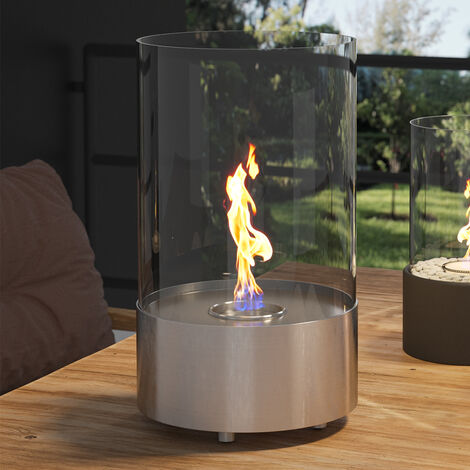 Livingandhome Round Ethanol Fireplace Freestanding for Tabletop