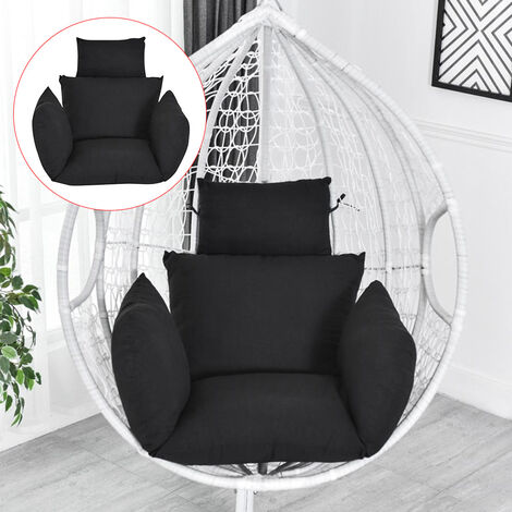 Hanging Egg Chair Pad Wicker Rattan Swing Chair Seat Cushion, Black