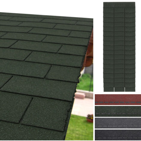 Livingandhome 18 Pcs Self-Adhesive Asphalt Shingles Bitumen Roofing, Green