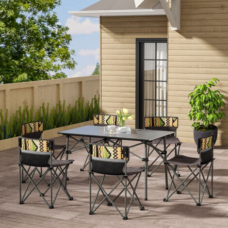 7 Piece Folding Camping Table and Chairs Set Portable with Carrying Bag