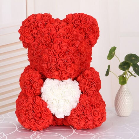 red rose with teddy