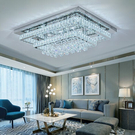Modern Crystal LED Flush Mount Ceiling Light Fixture, 80x60x20CM