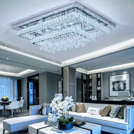 Modern Crystal LED Flush Mount Ceiling Light Fixture, 80x60x20CM