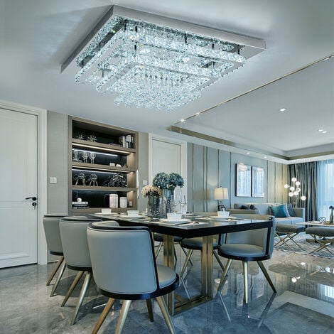 Modern Crystal LED Flush Mount Ceiling Light Fixture, 60x60x20CM