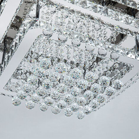 Modern Crystal LED Flush Mount Ceiling Light Fixture, 60x60x20CM