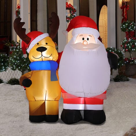 1.5M Inflatable Santa and Reindeer Light Up Yard Decoration