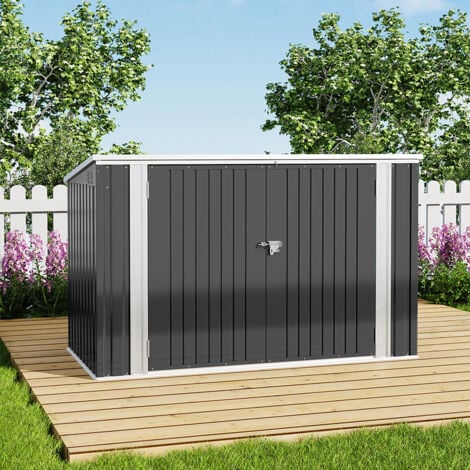 210cm W Bike Sheds Heavy Duty Steel Bicycle Debris Storage Shed, Charcoal Black