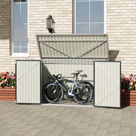 210cm W Bike Sheds Heavy Duty Steel Bicycle Debris Storage Shed, Charcoal Black