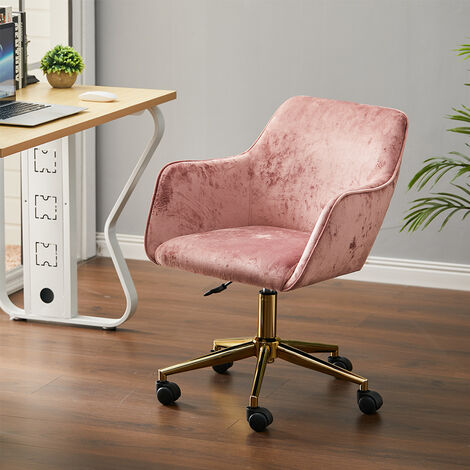 Velvet Upholstered Home Office Swivel Task Chair,Ash Pink